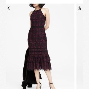 Banana republic burgundy/ black lace midi dress